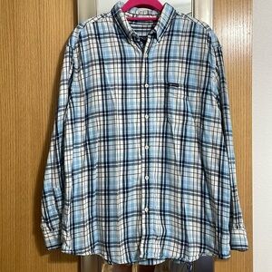 Chaps XXL plaid long sleeve button down shirt blues and white